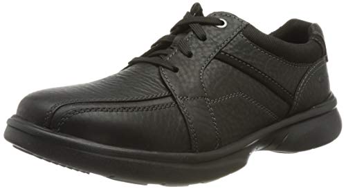 Clarks Herren Bradley Walk Oxford-Schuh, Schwarz Getrommeltes Leder, 42 EU Weit von Clarks