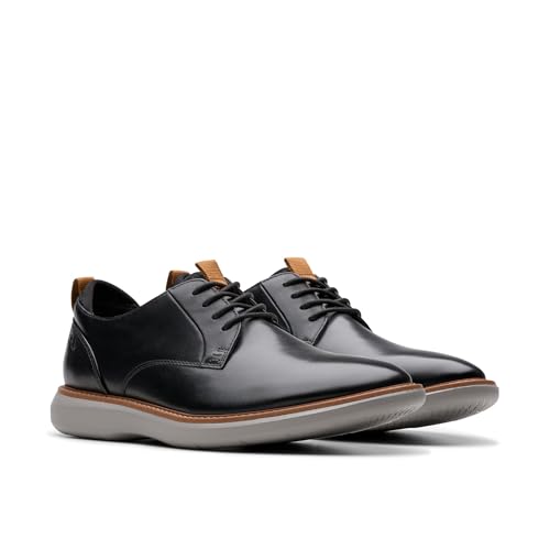 Clarks Men's Brantin Plain Oxford, Schwarz Leder, 46 EU von Clarks