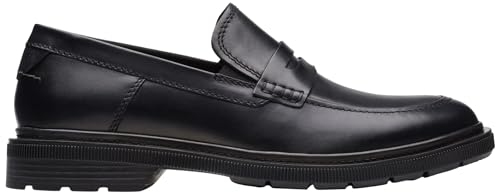 Clarks Herren Burchill Penny Loafer flach, Schwarzes Leder, 40 EU von Clarks