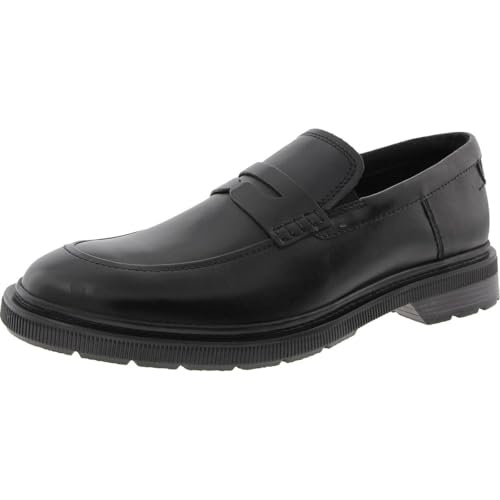 Clarks Herren Burchill Penny Loafer flach, Schwarzes Leder, 40 EU von Clarks