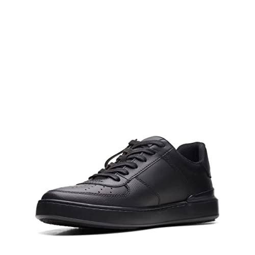 Clarks Herren CourtLite Tie Sneaker, Black Leather, 40 EU von Clarks