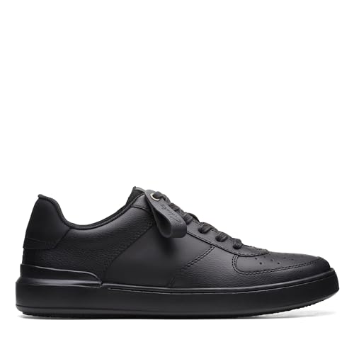 Clarks Herren CourtLite Tie Sneaker, Black Leather, 40 EU von Clarks