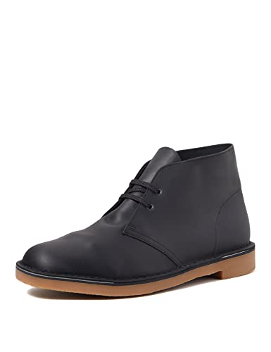 Clarks Herren Desert Boot Bushacre 3 Chukka-Stiefel, Black Leather, 42.5 EU von Clarks