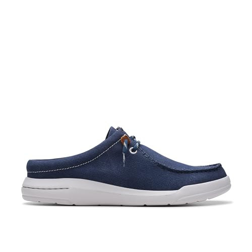 Clarks Herren Driftlite Surf Flacher Slipper, Marineblaues Leinwand, 42.5 EU von Clarks