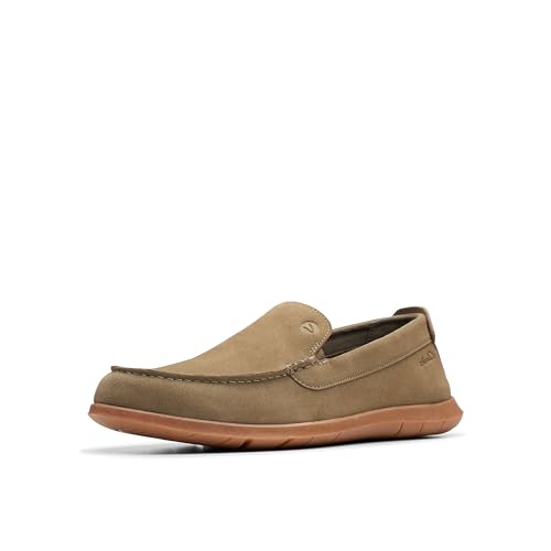 Clarks Herren Flexway Step Mokassin, Olives Wildleder, 46 EU Weit von Clarks