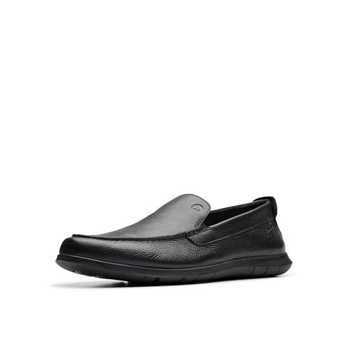 Clarks Herren Flexway Step Mokassin, Schwarz Leder, 46 EU Weit von Clarks