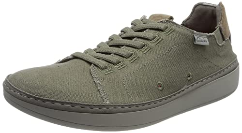 Clarks Herren Higley Lace Sneaker, Olive Canvas, 40 EU von Clarks