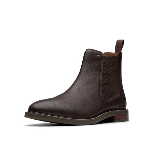 Clarks Herren Jaxen Easy Chelsea Boot, Braun getrommelt, 10 Wide von Clarks