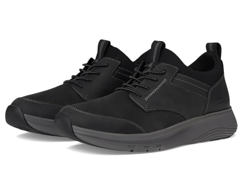 Clarks Herren Motion Trek Ez Sneaker, Schwarz Leder, 41.5 EU von Clarks