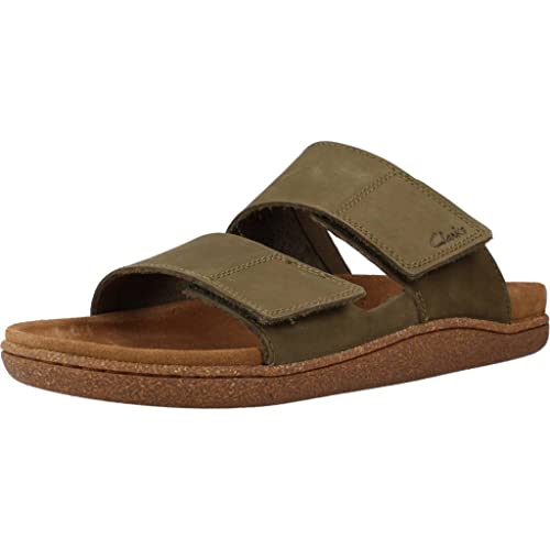 Clarks Herren Pilton Strap Schiebe-Sandalen, Dark Olive Nub, 43 EU von Clarks