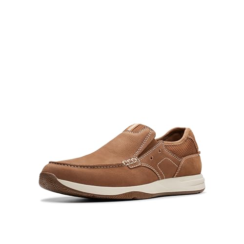 CLARKS Herren Sailview Step Shoes, Tan Light Nubuck, 42 EU von CLARKS