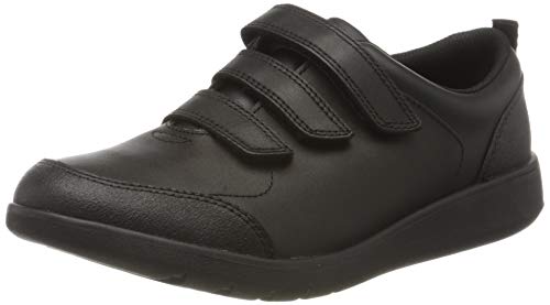 Clarks Jungen Scape Sky Y Sneaker, Schwarzes Leder, 39 EU Weit von Clarks