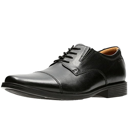 Clarks Herren Tilden Cap Schuhe, Black Schwarz Black Leather, 42 EU von Clarks