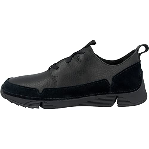 Clarks Herren Tri Solar Sneaker, Schwarz Black Leather, 44 EU von Clarks