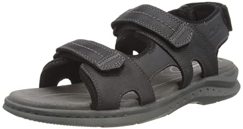 Clarks Herren Walkford Walk Sandal, Black, 44 EU von Clarks