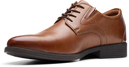 Clarks - Herren Whiddon Plain Schuhe, 47 EU Weit, Dark Tan Leather von Clarks