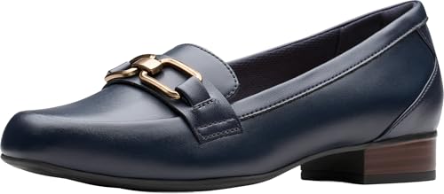 Clarks Juliet Echo Loafer für Damen, Marineblaues Leder, 10 Wide von Clarks