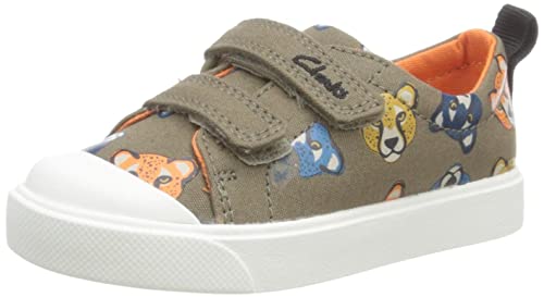 Clarks Jungen City Bright T Sneaker, Khaki, 20.5 EU von Clarks