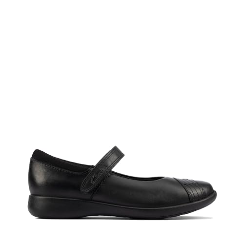 Clarks Mädchen Etch Beam K Ballerinas, Black Leather, 28.5 EU von Clarks