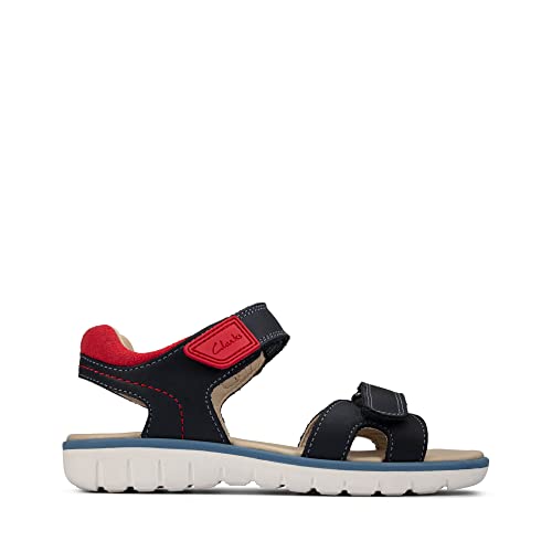 Clarks Jungen Roam Surf K Sandale, Navy Leather, 32.5 EU von Clarks