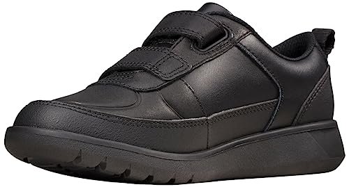 Clarks Jungen Scape Flare K Sneaker Niedrig, Schwarz (Black Leather Black Leather), 35 EU von Clarks