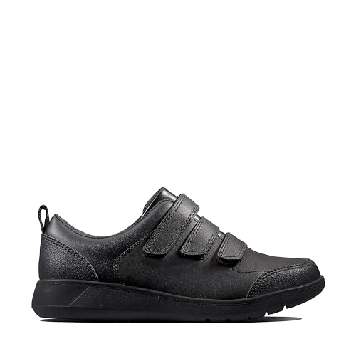 Clarks Jungen Scape Sky K Sneaker, Schwarzes Leder, 31 EU Weit von Clarks