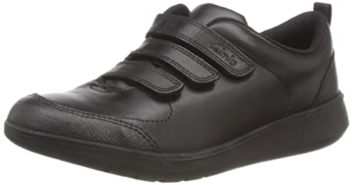 Clarks Jungen Scape Sky K Sneaker, Schwarzes Leder, 35 EU von Clarks