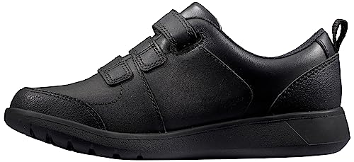 Clarks Jungen Scape Sky K Sneaker, Schwarzes Leder, 32 EU Weit von Clarks