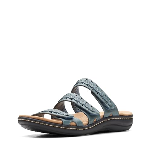Clarks Damen Laurieann Cove Flache Sandale, Blue Grey Leather, 38.5 EU Weit Clarks Damen Laurieann Cove Flache Sandale, Blue Grey Leather, 38.5 EU Weit von Clarks