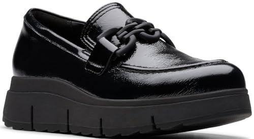 Clarks Women's Loriini Izzy Wedge Heel Slip On Loafer, Schwarzes Lackleder, 9.5 Wide von Clarks