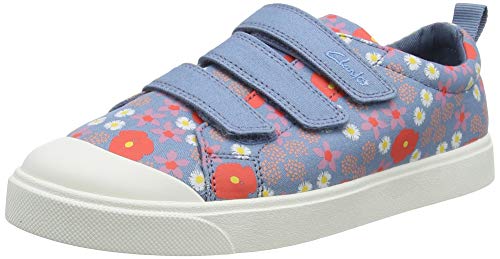 Clarks Mädchen City Vibe K Sneaker, Blaues Floral, 32.5 EU von Clarks