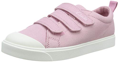 Clarks Mädchen City Vibe K Sneaker, Pink Canvas, 28 EU von Clarks