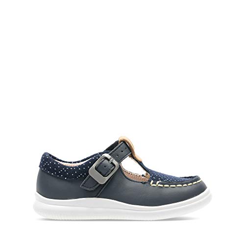 Clarks Mädchen Cloud Rosa T Geschlossene Ballerinas, Blau (Navy Leather Navy Leather), 18.5 EU von Clarks