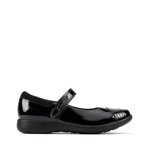 Clarks Mädchen Etch Beam K Ballerinas, Black Pat, 30 EU von Clarks