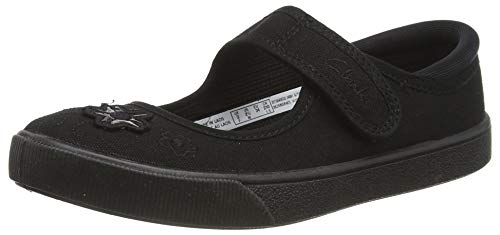 Clarks Mädchen Uniform-Schuh Slipper, Schwarz (Black Leather), 32 EU von Clarks