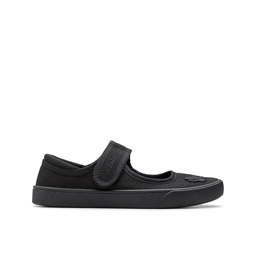 Clarks Mädchen Uniform-Schuh Slipper, Schwarz (Black Leather), 32 EU von Clarks