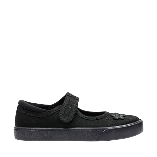 Clarks Mädchen Hopper Go Uniform-Schuh Slipper, Schwarz (Black Leather), 28.5 EU von Clarks