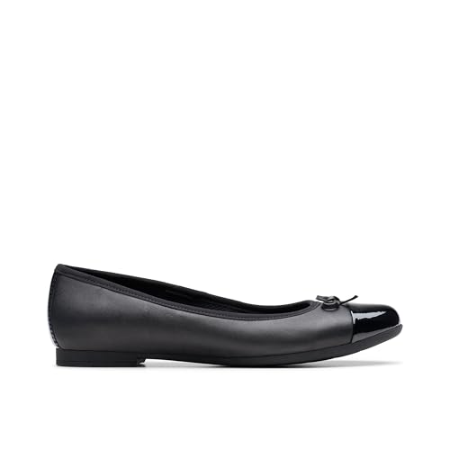 Clarks Mädchen Scala Bloom Y Geschlossene Ballerinas, Schwarzes Leder, 39 EU von Clarks