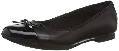 Clarks Mädchen Scala Bloom Y Geschlossene Ballerinas, Schwarzes Leder, 37.5 EU Weit von Clarks