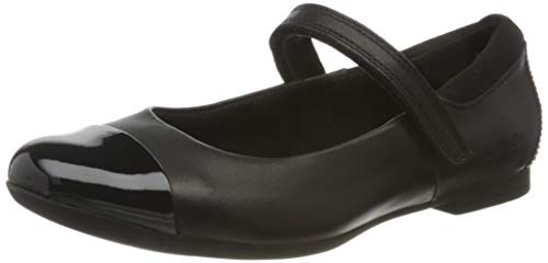 Clarks Mädchen Scala Gem K Geschlossene Ballerinas, Schwarzes Leder, 32 EU Weit von Clarks