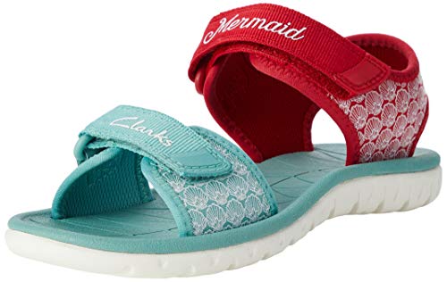 Clarks Mädchen Surfing Sea K Slingback Sandalen, Rot (Red Interest Red Interest) von Clarks