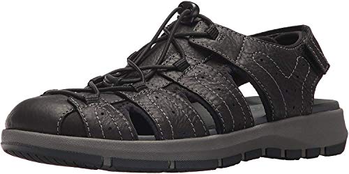 Clarks Men's Brixby Cove Fisherman Sandal, Schwarz Leder, 39 EU von Clarks
