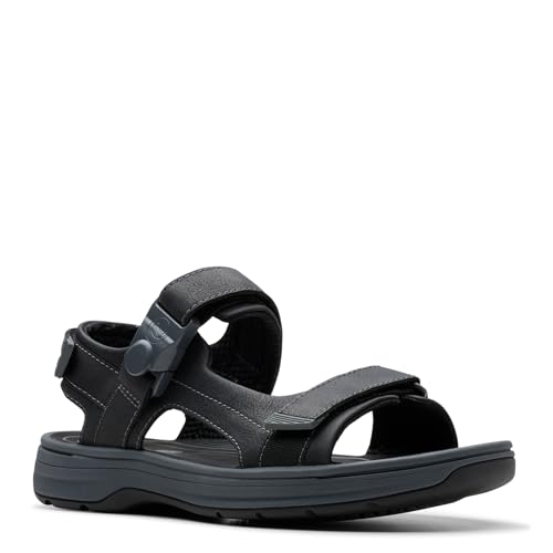 Clarks Men's Saltway Trail Sport Sandal, Schwarz Leder, 47 EU von Clarks