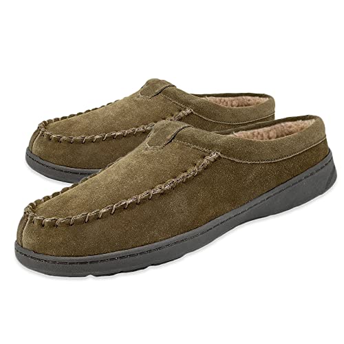 Clarks Mens Cozy Open Back Suede Clog Slipper With Plush Sherpa Lining Indoor Outdoor Slippers For Men (13 M US, Sage) von Clarks
