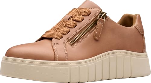 Clarks Mykah Joy Damen-Sneaker, Hellbraunes Leder, 8 Wide von Clarks