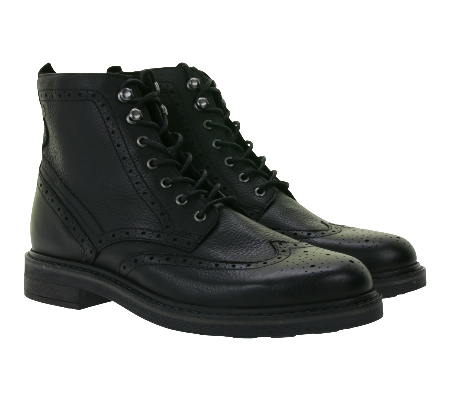 Clarks Newford Herren Stiefel Echtleder-Schuhe mit Contour Cushion-Fußbett Schnür-Stiefel 26183842 Schwarz von Clarks