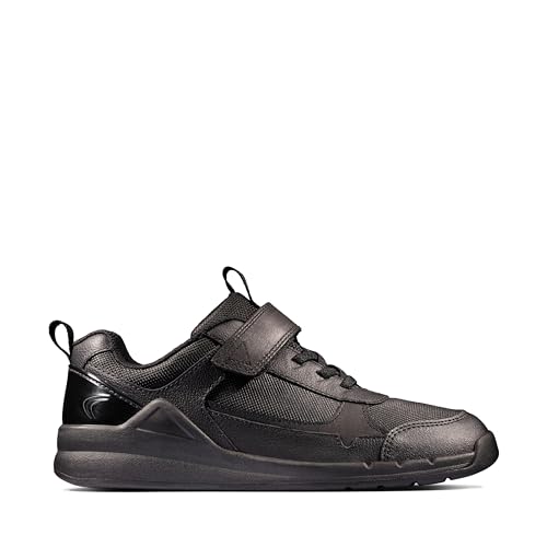 Clarks Jungen Orbit Sprint Y Sneaker, Black Leather, 37.5 EU von Clarks