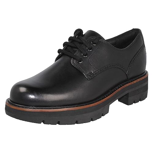 Clarks Orianna Derby Lederschuhe in Schwarz, Standard-Passform, Größe 40, Schwarz, 41 EU von Clarks