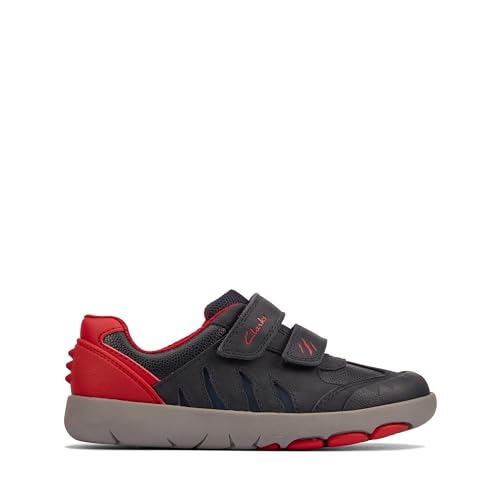 Clarks Rex Play K, Sneaker, Navy/Red Lea, von Clarks