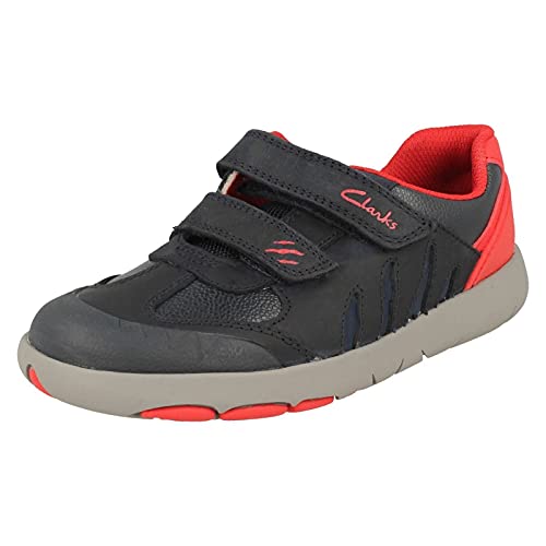 Clarks Rex Play K, Sneaker, Navy/Red Lea, von Clarks